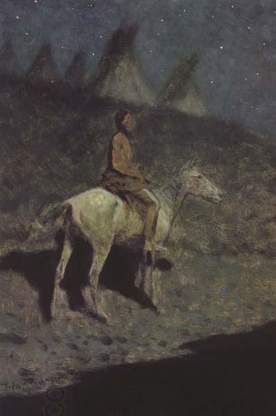 Frederic Remington Indian in the Moonlight (mk43) oil painting picture